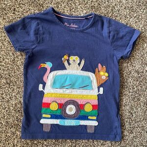 Mini Boden Road trip tee bus animals girls size 7-8